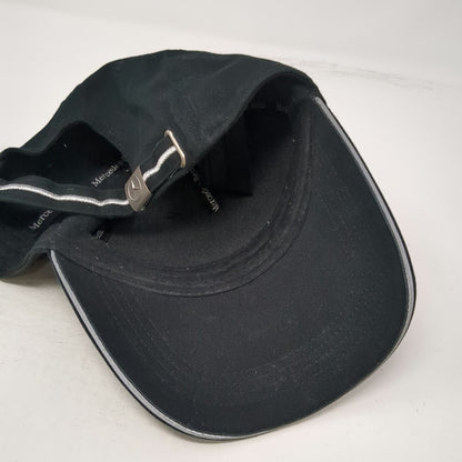 Mercedes-Benz 5 Panel Black One Size Adjustable Strap Silver Trim Logo Auto Hat