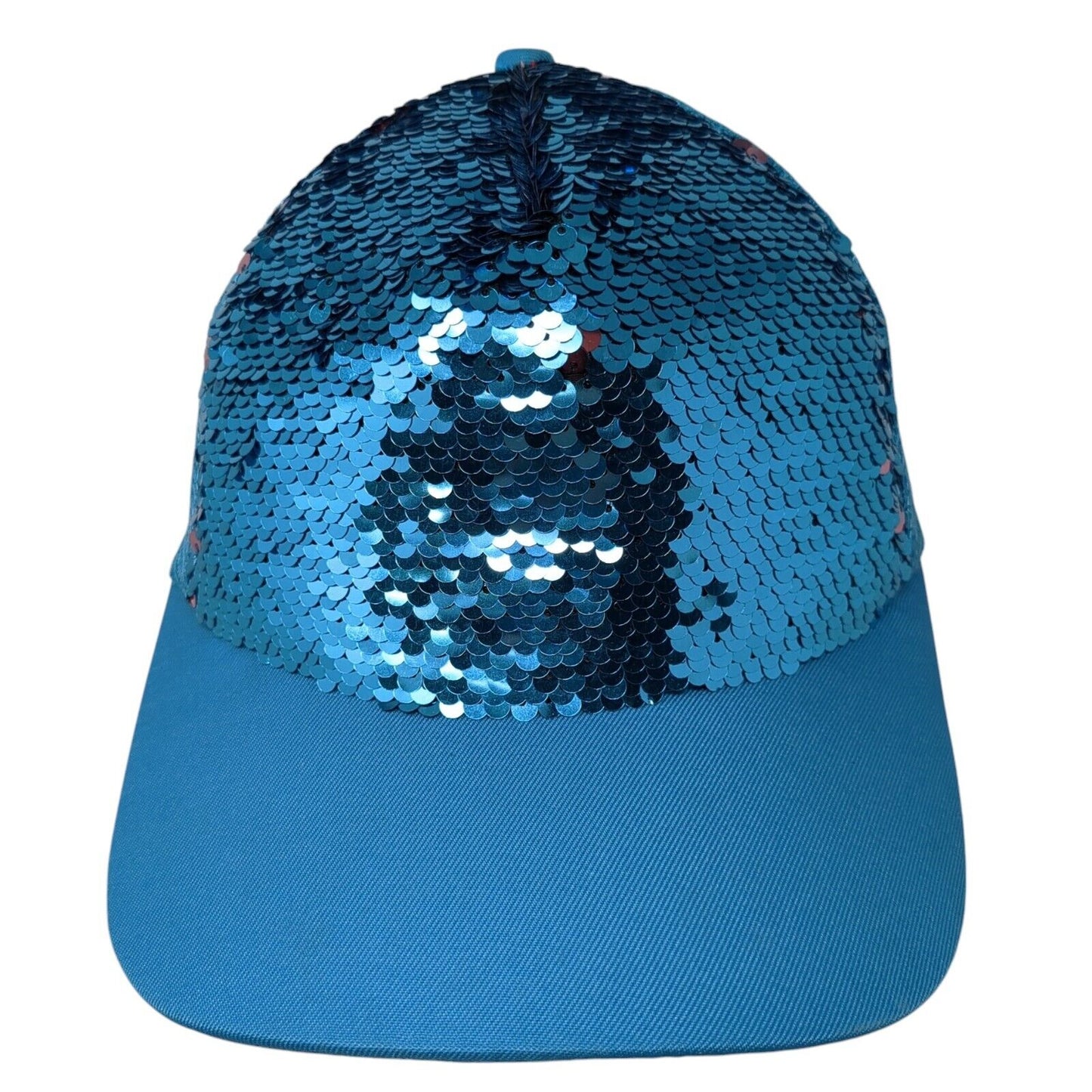 Sequin Sparkly Snapback Trucker Hat Blue One Size Adjustable Mesh Back