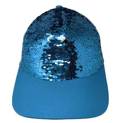 Sequin Sparkly Snapback Trucker Hat Blue One Size Adjustable Mesh Back