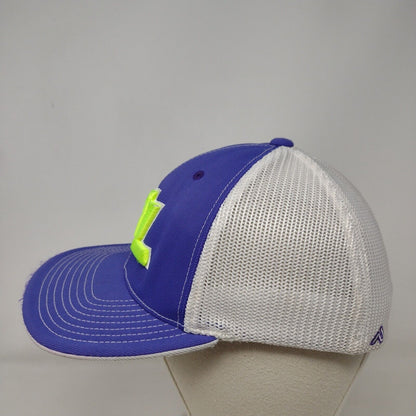 ML Fitted Mesh Back Trucker Hat Blue S/M Embroidered Pacific Headwear