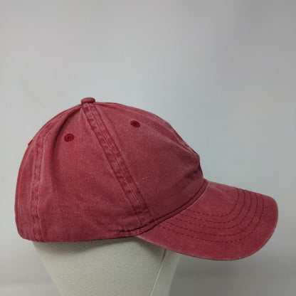 Unbranded Strapback Hat Red OSFM Adjustable Vented Holes 6 Panel Blank