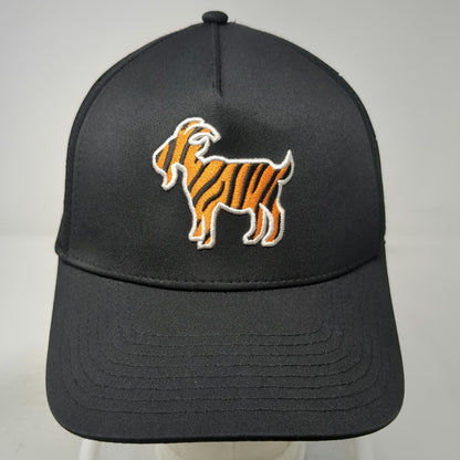 Waggle Trucker Hat Black One Size Snapback Perforated Tiger Stripe Goat Golf