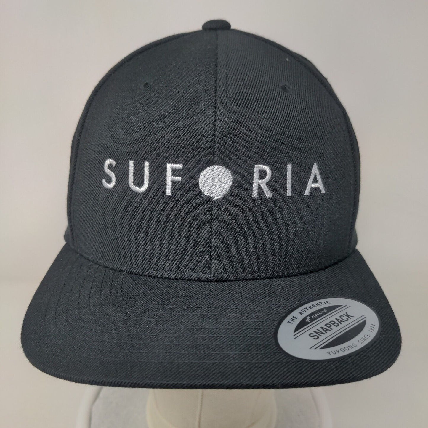 Suforia Snapback Hat Black One Size Embroidered 6 Panel Yupoong