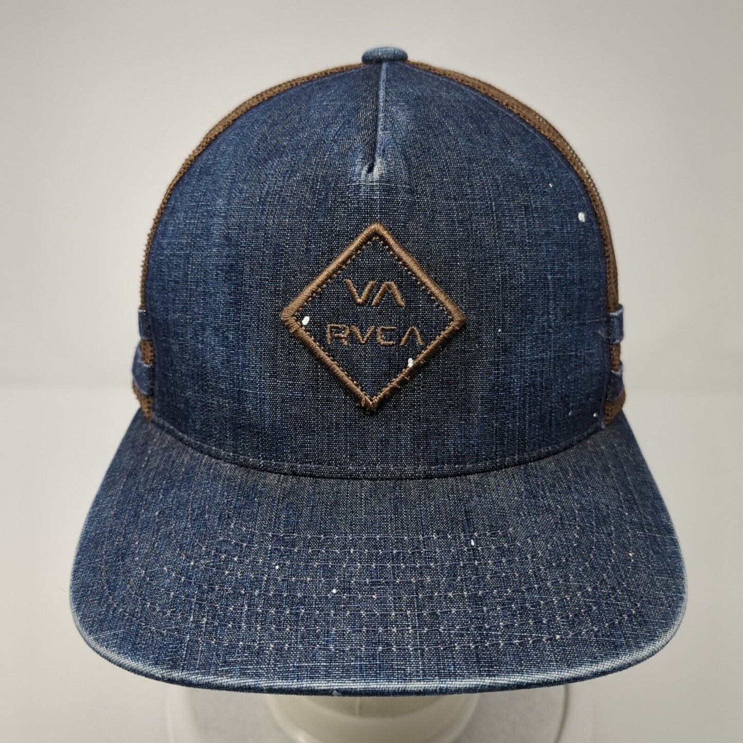 VA RVCA Snapback Trucker Hat Multicolor OS Adjustable Mid Fit Denim Mesh Back