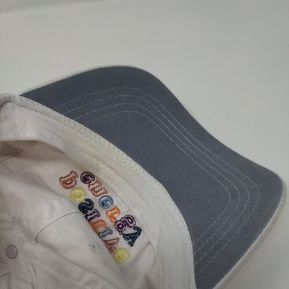 Positive Energy Tie Back Hat White OSFM Embroidered Colorful Font