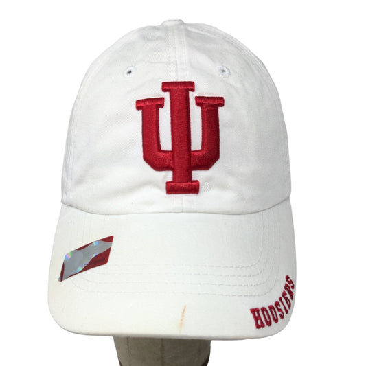 Captivating Headwear Men's Strapback Hat White Embroidered IU Hoosiers Logo