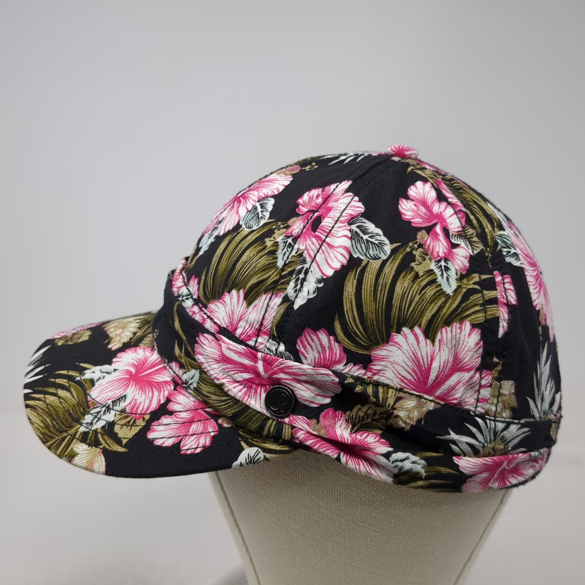 pistil Baseball Cap Black One Size Tropical Floral Hibiscus Print Hat Cotton