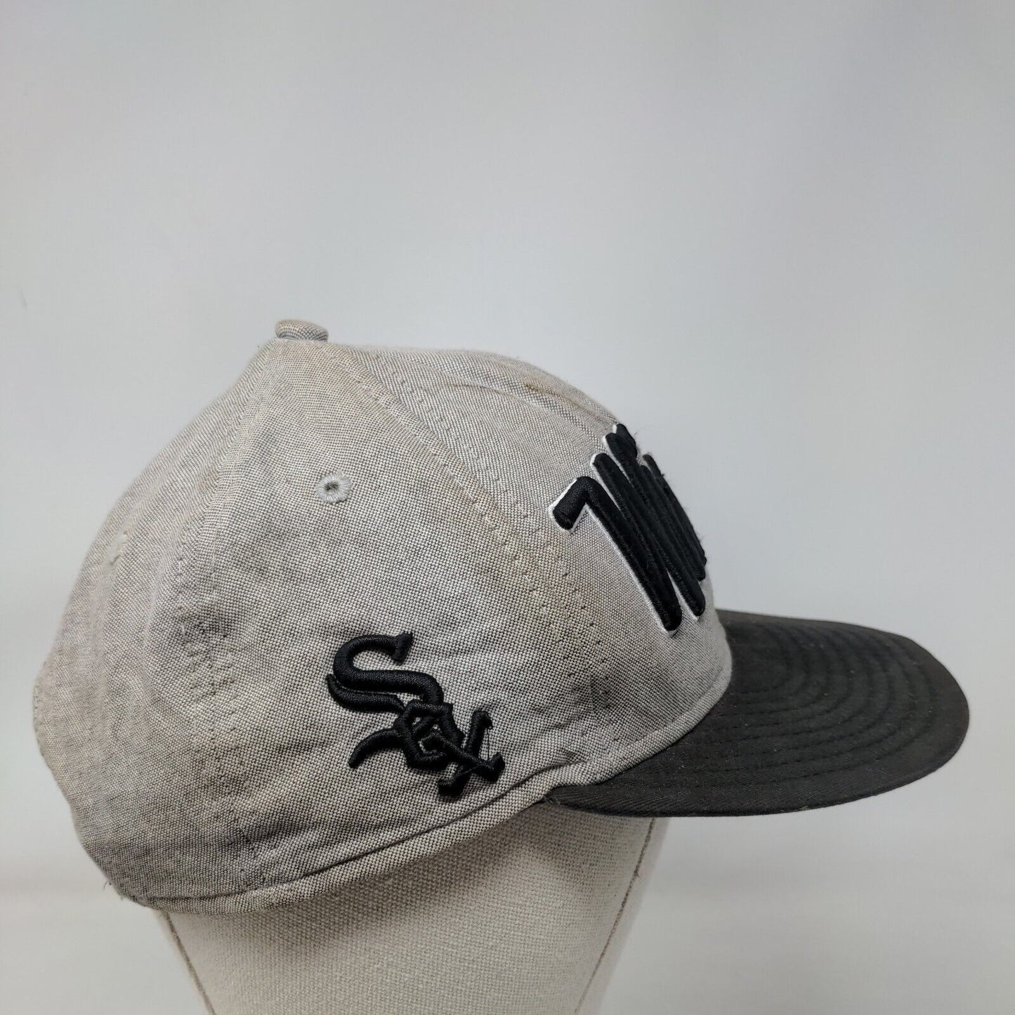 New Era MLB Chicago White Sox Snapback Hat Gray M-L Faded Distressed 9Fifty