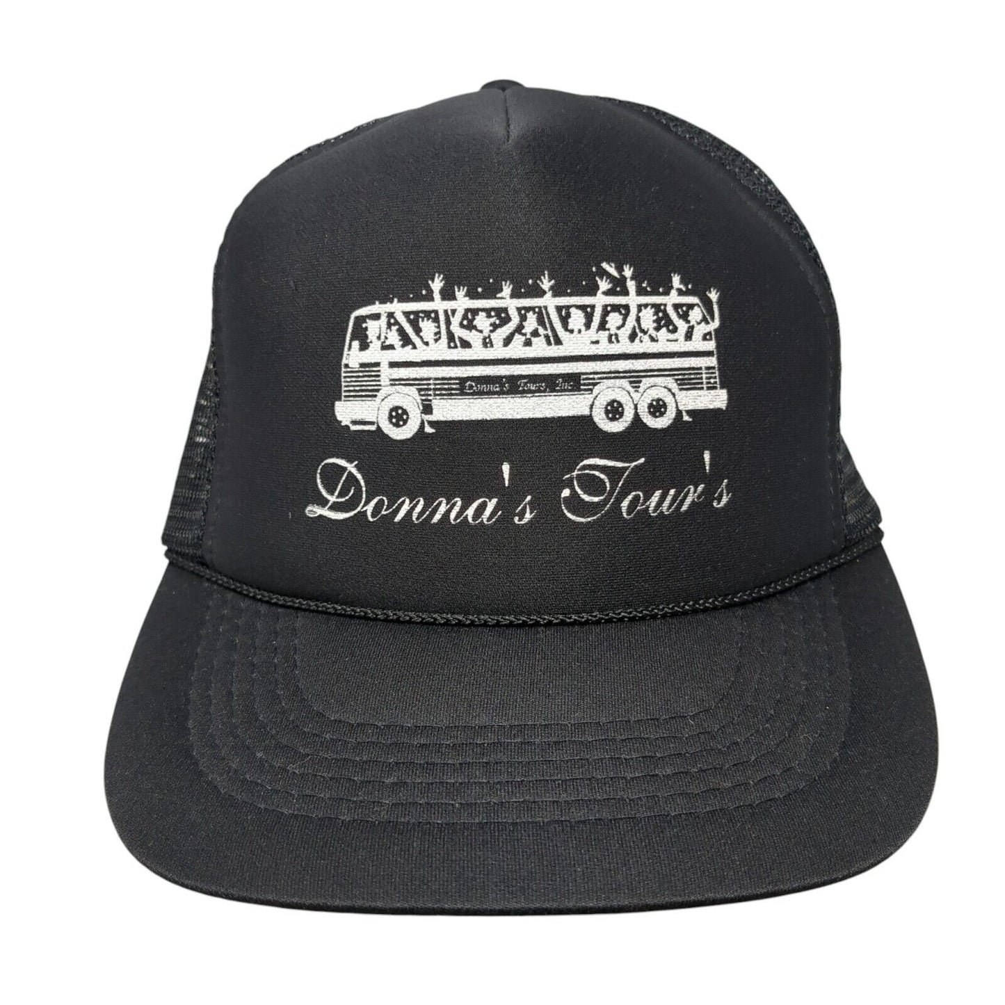 Donna's Tours Snapback Rope Trucker Hat Black OSFA Mesh Back Solid