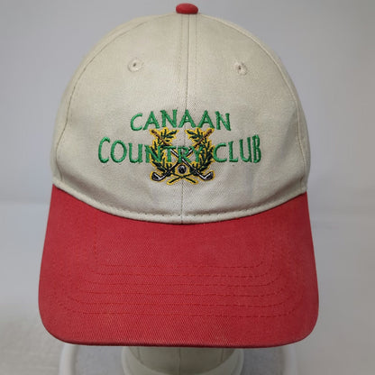 Pacific Headwear Baseball Cap Beige Red One Size Canaan Country Club Golf Hat