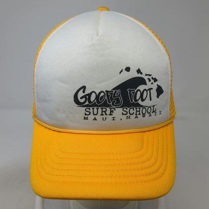 Headgear Trucker Hat Yellow White Maui Hawaii Goofy Foot Surf School One Size