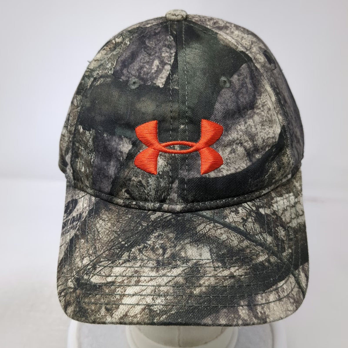 Under Armour Snapback Hat Green Camo One Size Mossy Oak Orange Embroidered