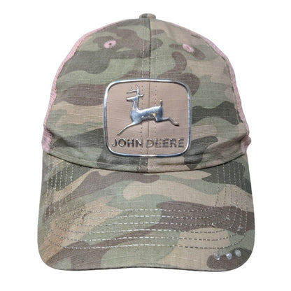 John Deere Snapback Mesh Back Trucker Hat Camouflage OSFM Tractor Girl