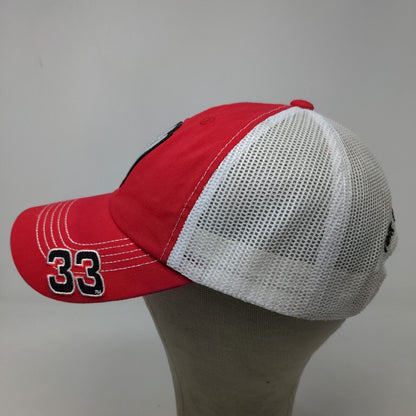 Checkered Flag Sports Men's Strapback Mesh Back Hat Red Hamburger Helper #33