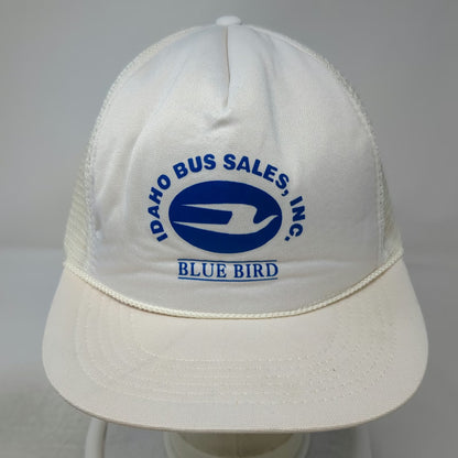 Idaho Bus Sales Blue Bird White Trucker Hat One Size Mesh Snapback Rope