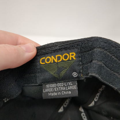 Condor Warrior Fitted Hat Black L/XL Stretch Solid 6 Panel Outdoor