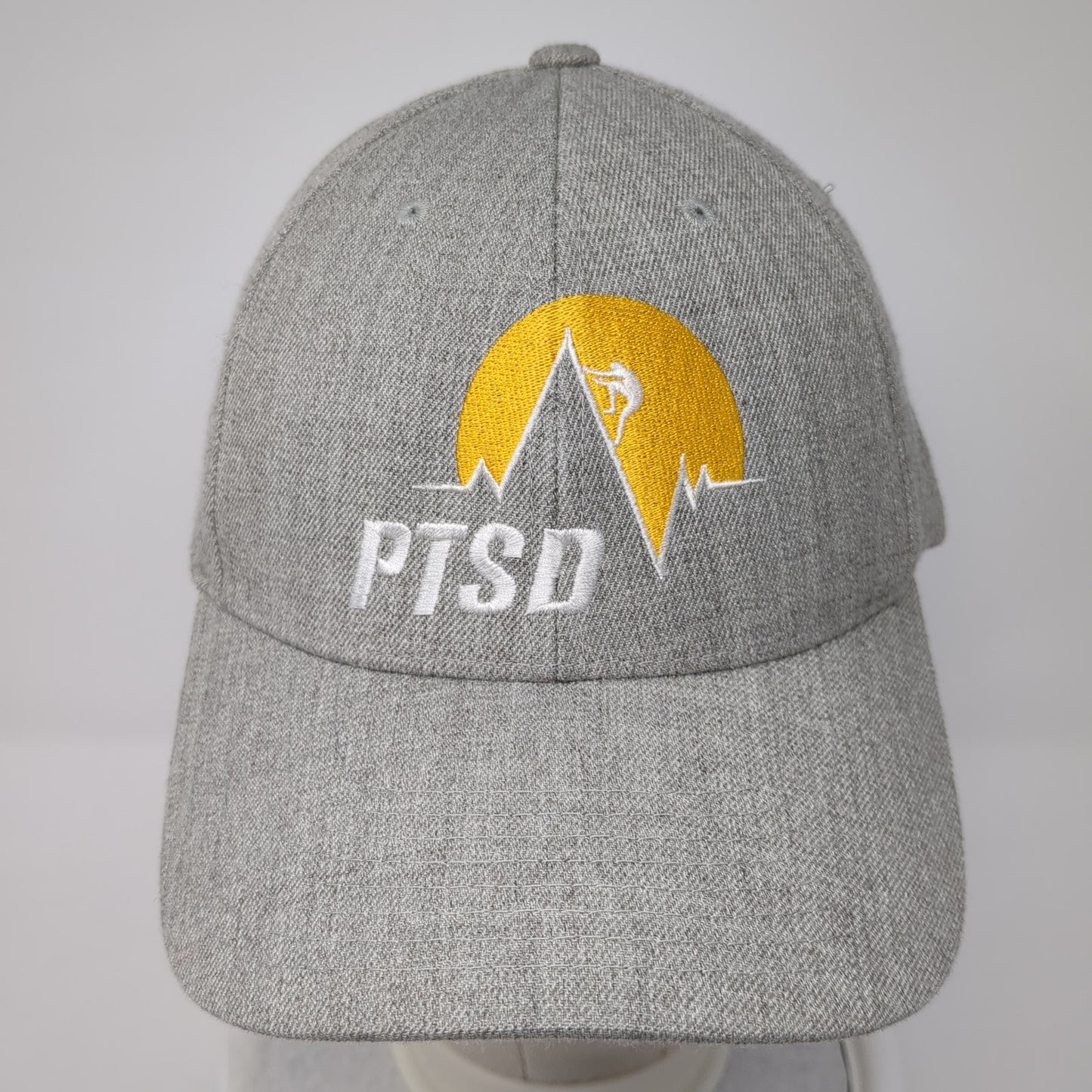 PTSD Snapback Hat Gray One Size Solid Adjustable Embroidered Yupoong