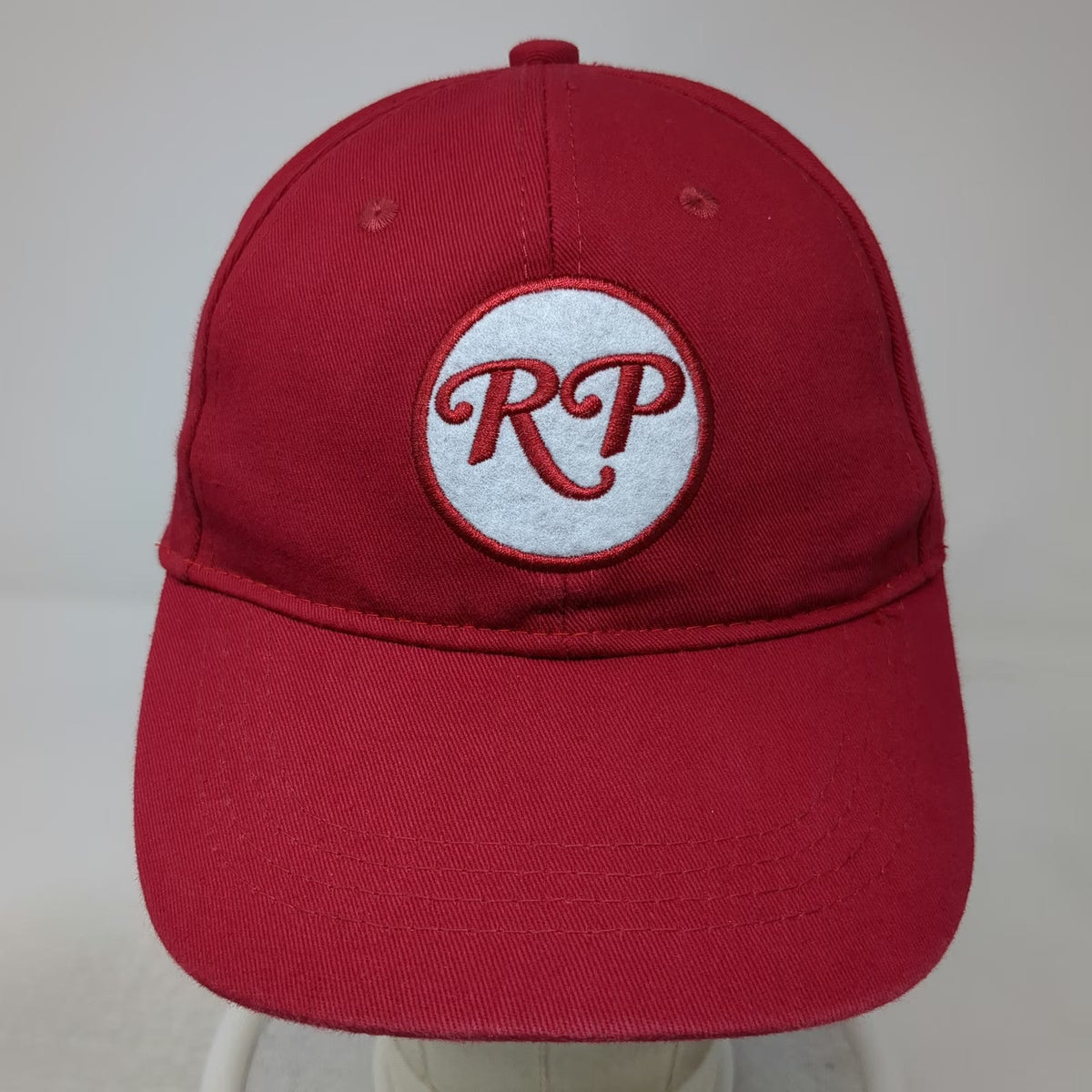 Red Snapback Hat One Size RP Logo Circle Patch Structured Adjustable Baseball