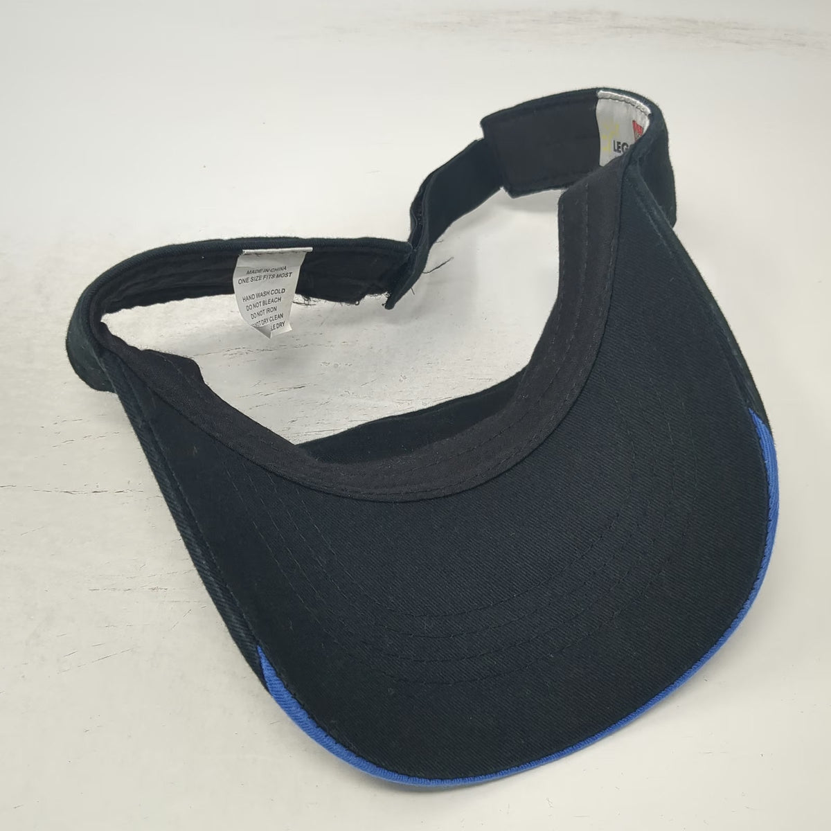 Legoland New York Visor Black One Size Adjustable Hat Strapback Blue Brim Logo