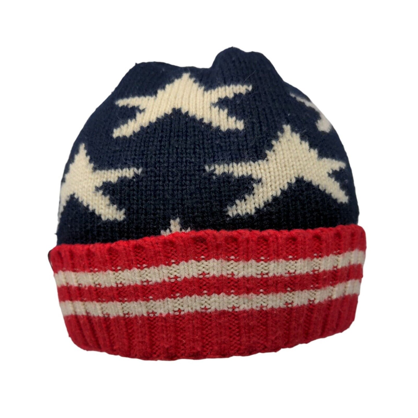 Stars & Stripes Beanie Hat Multicolor One Size Stretch Knitted Patriotic