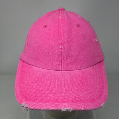 Unbranded Slideback Hat Pink One Size Adjustable Vented Holes Distressed Blank