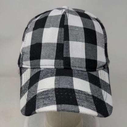 Unbranded Strapback Ponytail Hat Multicolor OS Plaid Criss Cross Back Blank