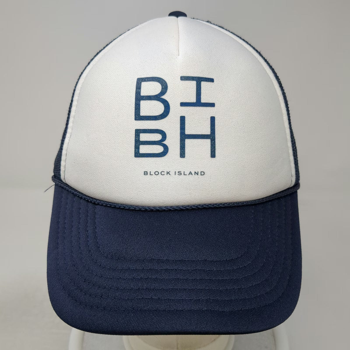 OTTO Trucker Hat Blue White One Size Block Island BIBH Mesh Snapback Foam Brim