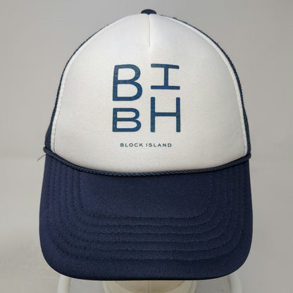 OTTO Trucker Hat Blue White One Size Block Island BIBH Mesh Snapback Foam Brim