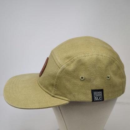 Discrete 5 Panel Beige Hat One Size Salt Lake City Farmers Market Leather Strap