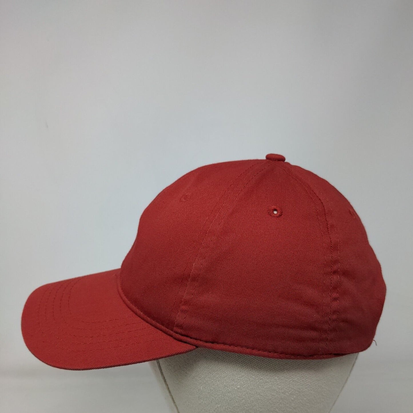 Unbranded Strapback Hat Red One Size Adjustable Vented Holes 6 Panel Blank