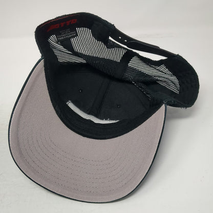 Otto Trucker Hat Black One Size Mesh Back Snapback Wave Patch Structured Crown