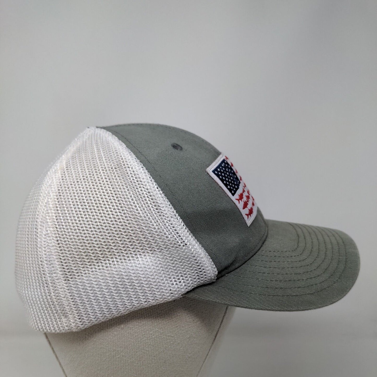 Fish Flag Patch Fitted Mesh Back Trucker Hat Gray L/XL Columbia PFG