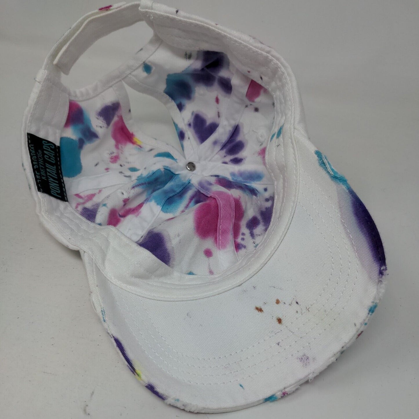 KB Ethos Ponytail Caps Multicolor One Size Splatter Paint Distressed Cotton