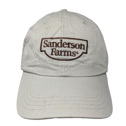 Sanderson Farms Strapback Hat Tan OSFA Adjustable Embroidered 6 Panel Cotton