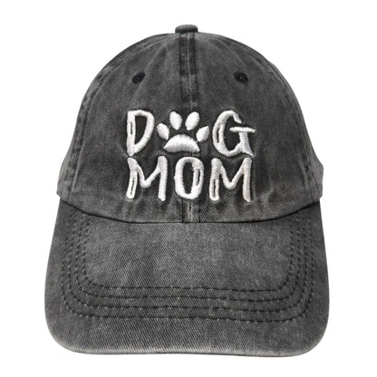 Dog Mom Ponyback Slideback Hat Gray One Size Adjustable Embroidered Cotton