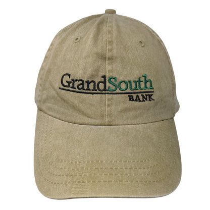 GrandSouth Bank Slideback Hat Tan One Size Embroidered Cotton Deluxe