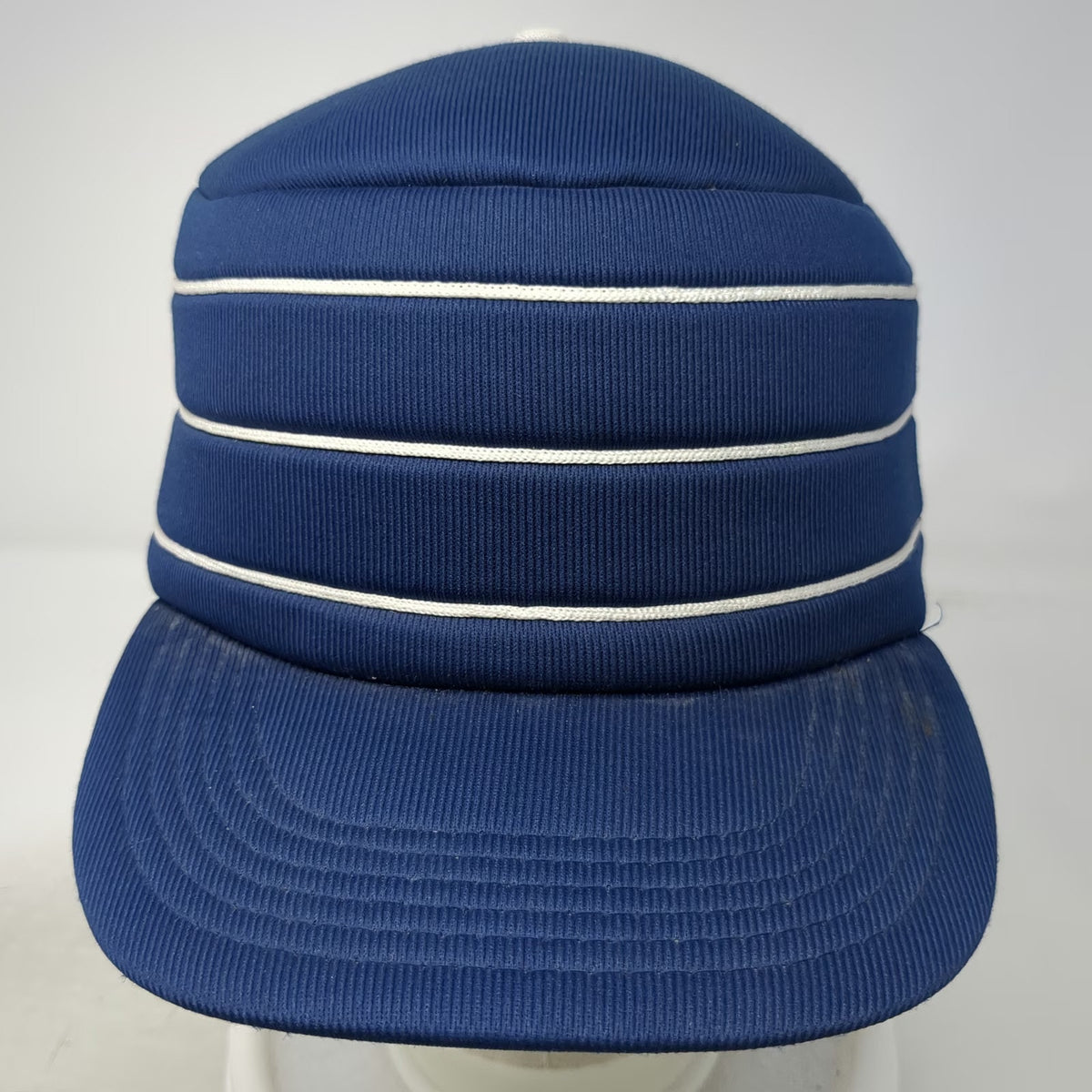 Blue Army Cap 7 5/8 Snapback Striped Padded Polyester Hat Triple White Stripes