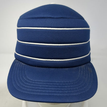 Blue Army Cap 7 5/8 Snapback Striped Padded Polyester Hat Triple White Stripes