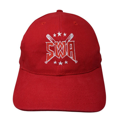 SWA Strapback Hat Red One Size Adjustable Embroidered Outdoor 6 Panel