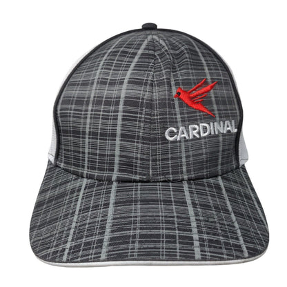Red Cardinal Snapback Mesh Back Trucker Hat Gray OSFM Embroidered Plaid