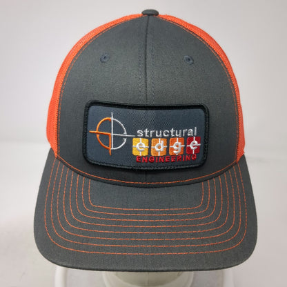 Richardson Trucker Hat Gray Orange One Size Structural Edge Engineering Snapback