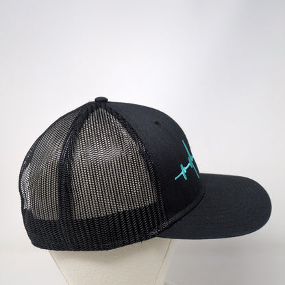 Heartbeat Wave Snapback Mesh Back Trucker Hat Black OSFM Embroidered Otto