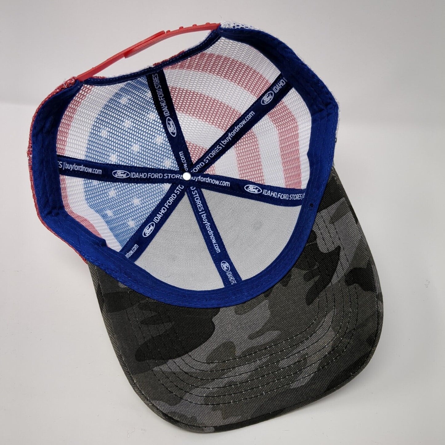 Ford Built Tough Snapback Trucker Hat Camouflage One Size Adjustable Patriotic