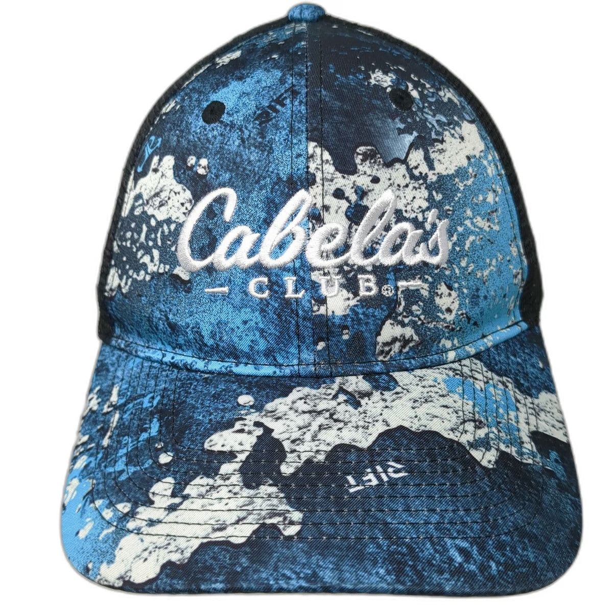 Cabela's Trucker Hat Blue One Size Mesh Snapback Rift Camo CLUB Embroidered Logo