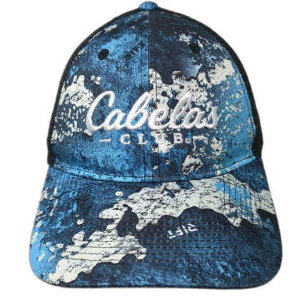 Cabela's Trucker Hat Blue One Size Mesh Snapback Rift Camo CLUB Embroidered Logo