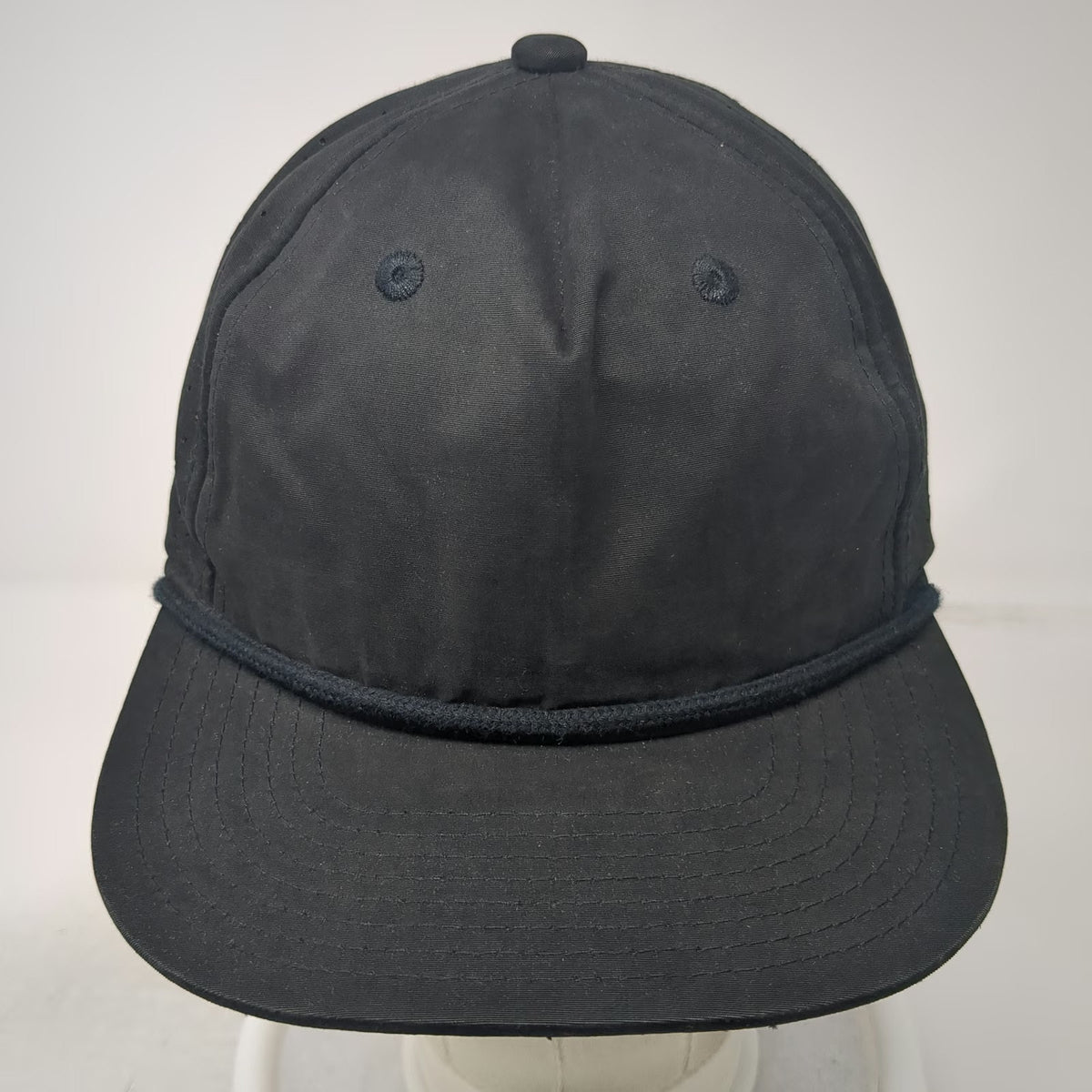 Decky 5 Panel Black Hat One Size Rope Perforated Laser Cut Snapback Breathable