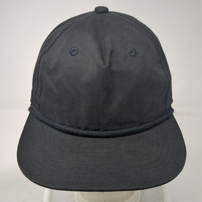 Decky 5 Panel Black Hat One Size Rope Perforated Laser Cut Snapback Breathable