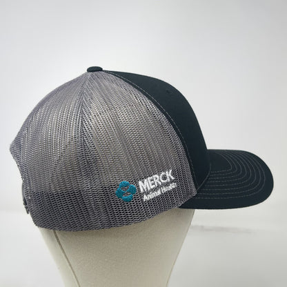Richardson Trucker Hat Black Gray OSFM Snapback Mesh Merck Animal Health Bull