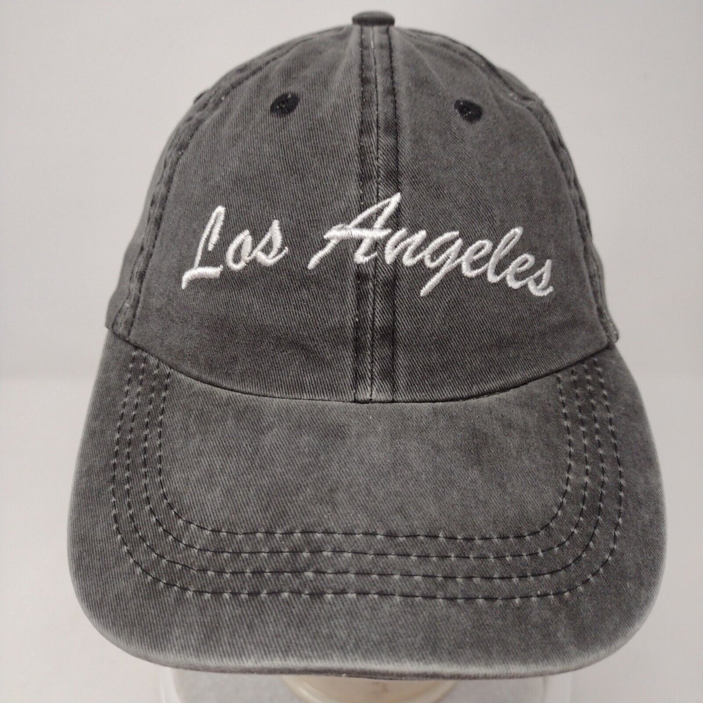 Los Angeles Strapback Hat Gray One Size Embroidered Adjustable Solid