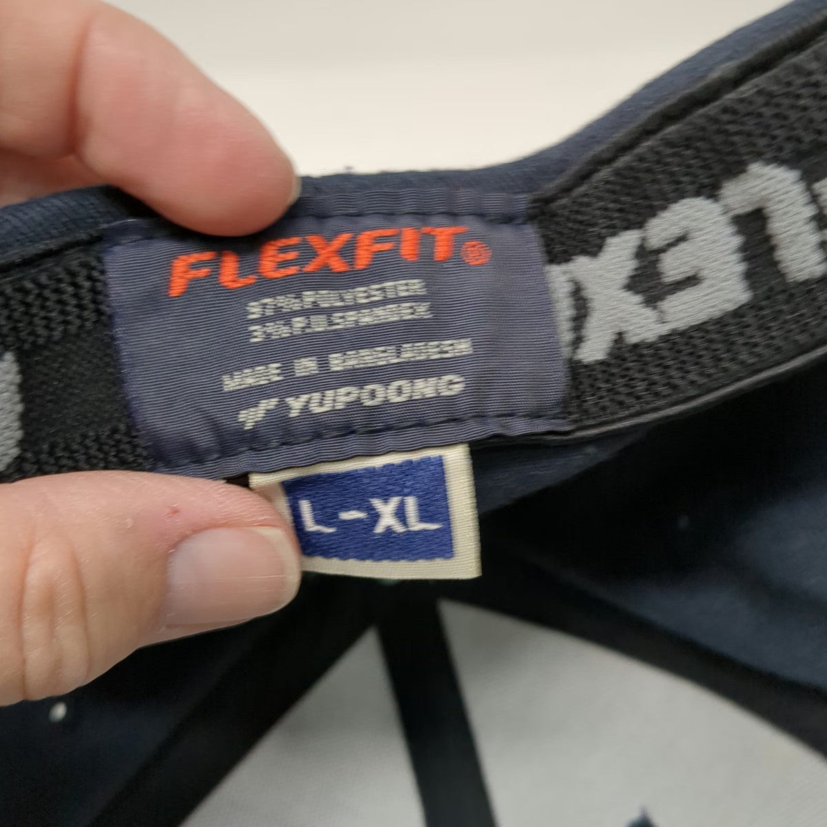 Flexfit Baseball Cap Blue Orange White XL Fitted Hat DB Logo Embroidered